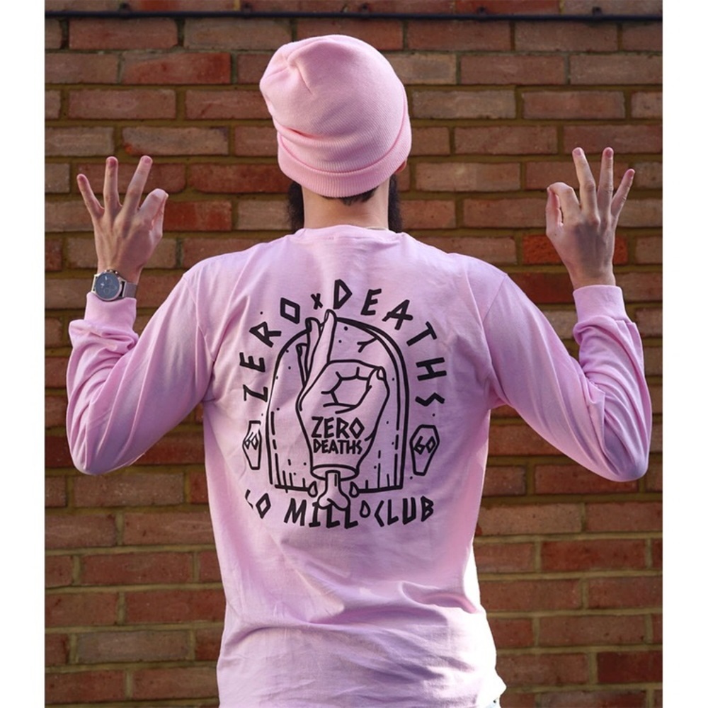 Pewdiepie 60 mill Zero Deaths Long Sleeve Tee (Pink)